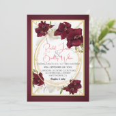 Invitation Elégant Mariage d'orchidée bourguignonne fleurit c (Debout devant)