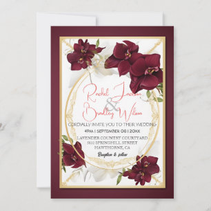 Invitation Elégant Mariage d'orchidée bourguignonne fleurit c