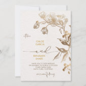 Invitation Elégant Mariage d'orchidée dorée (Devant)