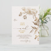 Invitation Elégant Mariage d'orchidée dorée (Debout devant)