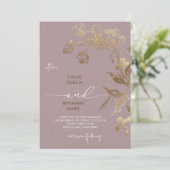 Invitation Elégant Mariage d'orchidée dorée (Debout devant)