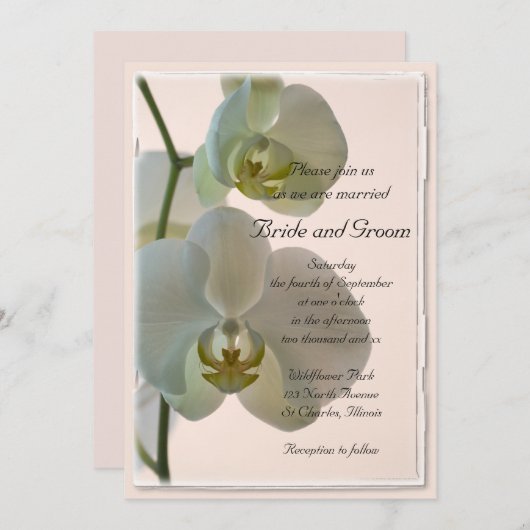 Invitation Elégant Mariage d'orchidées blanches (Devant / Derrière)