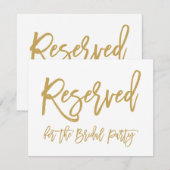 Invitation Élégant Mariage Doré Réservé Lettre Main pour la M (Devant / Derrière)