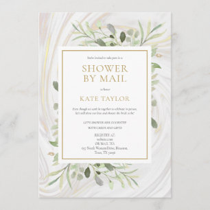 Invitation Élégant Mariage Douche Par Feuilles De Verdure De