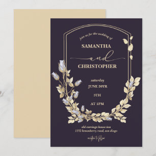 Invitation Élégant Mariage du bouclier de fleurs
