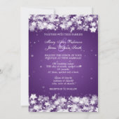Invitation Élégant Mariage Éblouissant Étoiles violettes (Dos)