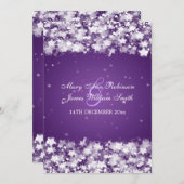Invitation Élégant Mariage Éblouissant Étoiles violettes (Devant / Derrière)