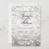 Invitation Élégant Mariage éclaire Vintage argent QR RSVP (Devant)