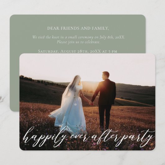 Invitation Élégant Mariage Elopement Calligraphie Moderne (Devant / Derrière)