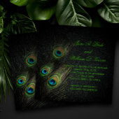 Invitation Élégant Mariage Emerald Green Black Gold Peacock
