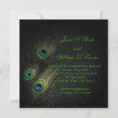 Invitation Élégant Mariage Emerald Green Black Gold Peacock (Devant)