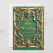 Invitation Élégant mariage Emerald Green Gems Gold Ornate (Devant)