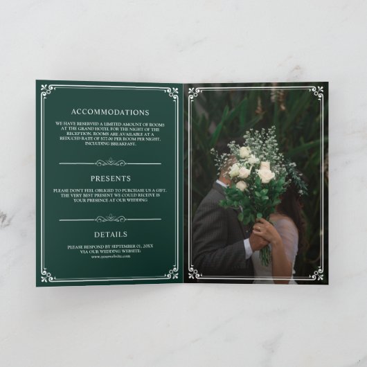 Invitation Élégant Mariage Emerald vert et blanc (Intérieur)