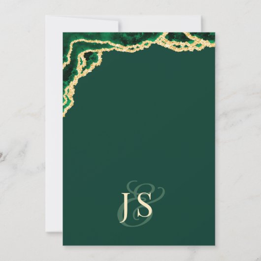 Invitation Élégant Mariage émeraude vert Eucalyptus Agate (Dos)