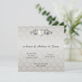Invitation Elégant Mariage en argent Damask Style 3 (Debout devant)