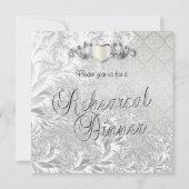 Invitation Elégant Mariage en argent Damask Style 3 (Dos)