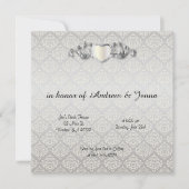 Invitation Elégant Mariage en argent Damask Style 3 (Devant)