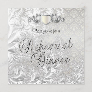 Invitation Elégant Mariage en argent Damask Style 3