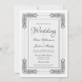 Invitation Élégant Mariage en argent et en dentelle blanche (Devant)