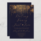 Invitation Élégant mariage en bleu marine, simplement amour (Devant / Derrière)