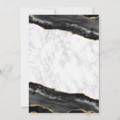 Invitation Élégant Mariage en marbre marbré d'or noir (Dos)