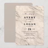Invitation Elégant Mariage en marbre métal or Champagne (Devant / Derrière)