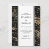 Invitation Élégant Mariage en marbre noir (Devant)