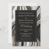 Invitation Élégant Mariage en marbre noir et or (Devant)