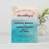 Invitation Elégant mariage en mer et ciel sur la plage (Debout devant)