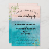 Invitation Elégant mariage en mer et ciel sur la plage (Devant / Derrière)