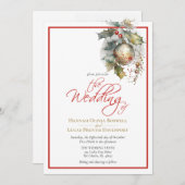 Invitation Élégant Mariage en or rouge de décembre (Devant / Derrière)