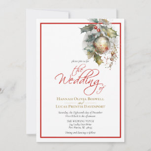 Invitation Élégant Mariage en or rouge de décembre