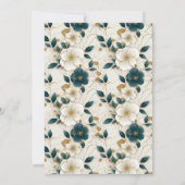 Invitation Élégant Mariage en or Turquoise foncé en ivoire fl (Dos)