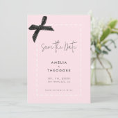 Invitation Élégant mariage en ruban Bow Enregistrer la date (Debout devant)