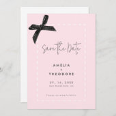 Invitation Élégant mariage en ruban Bow Enregistrer la date (Devant / Derrière)