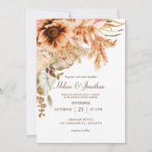 Invitation Élégant Mariage en terre cuite de automne floral (Devant)