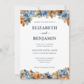 Invitation Élégant Mariage en terre cuite foncée de la marine (Devant)