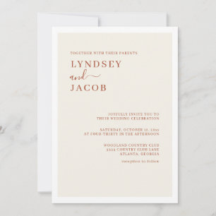 Invitation Élégant Mariage en terre cuite moderne