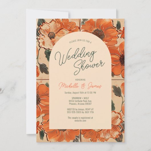 Invitation Élégant Mariage en terre cuite Oasis du désert (Devant)