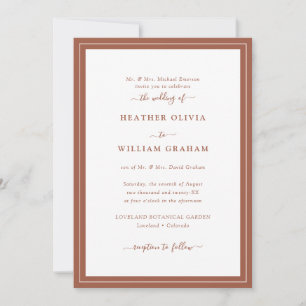 Invitation Élégant Mariage en terre cuite Script