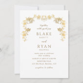 Invitation Élégant Mariage enchanteur blanc et or (Devant)