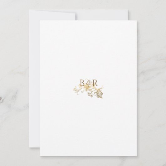 Invitation Élégant Mariage enchanteur blanc et or (Dos)