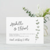 Invitation Elégant mariage enregistrer la date photo eucalypt (Debout devant)