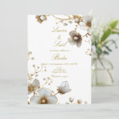 Invitation Élégant mariage espagnol de fleurs blanches (Debout devant)
