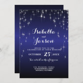 Invitation Élégant Mariage étoilé en bleu foncé (Devant / Derrière)