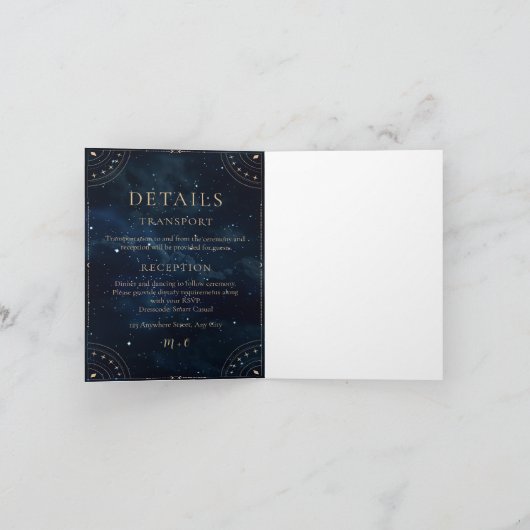 Invitation Élégant Mariage étoilé Mariage céleste (Intérieur)