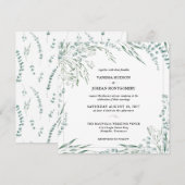 Invitation Élégant Mariage Eucalyptus (Devant / Derrière)
