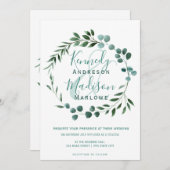 Invitation Elégant Mariage Eucalyptus Ampersand (Devant / Derrière)