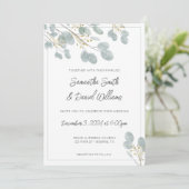 Invitation Elégant Mariage Eucalyptus aquarelle (Debout devant)