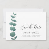Invitation Elégant Mariage Eucalyptus Enregistrer La Date (Devant)